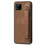 For Realme C20 Retro Wristband Holder Leather Back Phone Case(Brown)