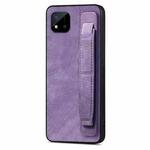 For Realme C20 Retro Wristband Holder Leather Back Phone Case(Purple)