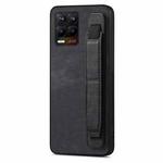 For Realme 8 / 8 Pro Retro Wristband Holder Leather Back Phone Case(Black)