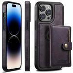 For iPhone 14 Pro Max Suteni M1 Oil Wax MagSafe Detachable Horizontal Card Bag Phone Case(Purple)