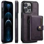 For iPhone 12 Pro Max Suteni M1 Oil Wax MagSafe Detachable Horizontal Card Bag Phone Case(Purple)