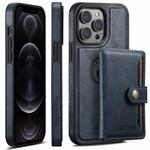 For iPhone 12 Pro Suteni M1 Oil Wax MagSafe Detachable Horizontal Card Bag Phone Case(Blue)