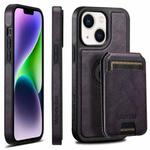 For iPhone 14 Suteni M2 Oil Wax MagSafe Horizontal Card Bag Phone Case(Purple)