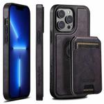 For iPhone 13 Pro Suteni M2 Oil Wax MagSafe Horizontal Card Bag Phone Case(Purple)
