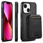 For iPhone 13 Suteni M2 Oil Wax MagSafe Horizontal Card Bag Phone Case(Black)