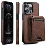 For iPhone 12 Pro Suteni M2 Oil Wax MagSafe Horizontal Card Bag Phone Case(Brown)