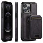 For iPhone 12 Pro Suteni M2 Oil Wax MagSafe Horizontal Card Bag Phone Case(Purple)