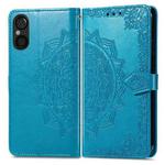 For Sony Xperia 5 V Mandala Flower Embossed Leather Phone Case(Blue)