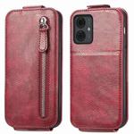 For Motorola Moto G14 4G Zipper Wallet Vertical Flip Leather Phone Case(Red)