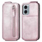 For Motorola Moto G24 Power 4G Zipper Wallet Vertical Flip Leather Phone Case(Pink)