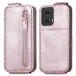 For Motorola Moto G34 5G Zipper Wallet Vertical Flip Leather Phone Case(Pink)