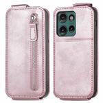 For Motorola Edge 2024 Zipper Wallet Vertical Flip Leather Phone Case(Pink)