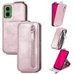 For Motorola Moto G35 Zipper Wallet Vertical Flip Leather Phone Case(Pink)