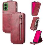 For Motorola Moto G35 Zipper Wallet Vertical Flip Leather Phone Case(Red)