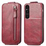 For Sony Xperia 1 V Zipper Wallet Vertical Flip Leather Phone Case(Red)