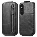 For Sony Xperia 1 V Zipper Wallet Vertical Flip Leather Phone Case(Black)