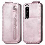 For Sony Xperia 1 IV Zipper Wallet Vertical Flip Leather Phone Case(Pink)
