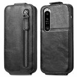 For Sony Xperia 1 IV Zipper Wallet Vertical Flip Leather Phone Case(Black)
