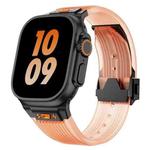 For Apple Watch SE 2023 44mm Transparent Silicone Watch Band(Black Transparent Orange)