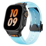 For Apple Watch Series 6 44mm Transparent Silicone Watch Band(Black Transparent Blue)