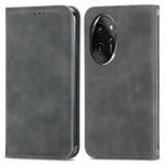 For Honor 100 Pro Retro Skin Feel Magnetic Flip Leather Phone Case(Grey)