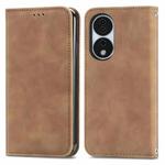 For Honor X7b Retro Skin Feel Magnetic Flip Leather Phone Case(Brown)