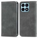 For Honor X8b Retro Skin Feel Magnetic Flip Leather Phone Case(Grey)