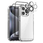For iPhone 15 Pro NORTHJO 5 in 1 Clear Phone Case with 2pcs Screen Film + 2pcs Rear Lens Film