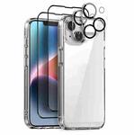 For iPhone 14 NORTHJO 5 in 1 Clear Phone Case with 2pcs Screen Film + 2pcs Rear Lens Film