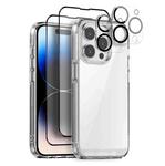 For iPhone 14 Pro NORTHJO 5 in 1 Clear Phone Case with 2pcs Screen Film + 2pcs Rear Lens Film