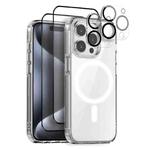 For iPhone 15 Pro Max NORTHJO 5 in 1 Magsafe Clear Phone Case with 2pcs Screen Film + 2pcs Rear Lens Film