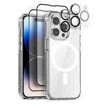 For iPhone 14 Pro Max NORTHJO 5 in 1 Magsafe Clear Phone Case with 2pcs Screen Film + 2pcs Rear Lens Film