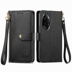 For Honor 100 Pro 5G Love Zipper Lanyard Leather Phone Case(Black)