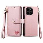 For Honor X6a Love Zipper Lanyard Leather Phone Case(Pink)