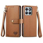 For Honor X8B Love Zipper Lanyard Leather Phone Case(Brown)