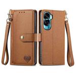 For Honor X50i Love Zipper Lanyard Leather Phone Case(Brown)