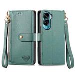 For Honor X50i Love Zipper Lanyard Leather Phone Case(Green)