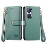 For Honor Play 50 Plus Love Zipper Lanyard Leather Phone Case(Green)