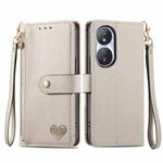 For Honor Play 50 Plus Love Zipper Lanyard Leather Phone Case(Gray)