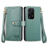 For Honor 200 Lite Global Love Zipper Lanyard Leather Phone Case(Green)