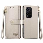 For Honor 200 Lite Global Love Zipper Lanyard Leather Phone Case(Gray)