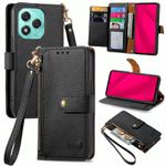 For Honor 400 Lite Love Zipper Lanyard Leather Phone Case(Black)