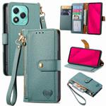 For Honor 400 Lite Love Zipper Lanyard Leather Phone Case(Green)