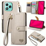 For Honor 400 Lite Love Zipper Lanyard Leather Phone Case(Gray)