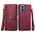 For Motorola Moto G34 Love Zipper Lanyard Leather Phone Case(Red)