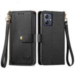 For Motorola Moto G54 Love Zipper Lanyard Leather Phone Case(Black)