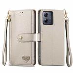 For Motorola Moto G54 Love Zipper Lanyard Leather Phone Case(Gray)