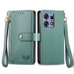 For Motorola Edge 50 Pro Love Zipper Lanyard Leather Phone Case(Green)