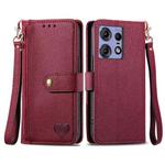 For Motorola Edge 50 Pro Love Zipper Lanyard Leather Phone Case(Red)