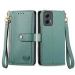 For Motorola Moto G Power 5G 2024 Love Zipper Lanyard Leather Phone Case(Green)